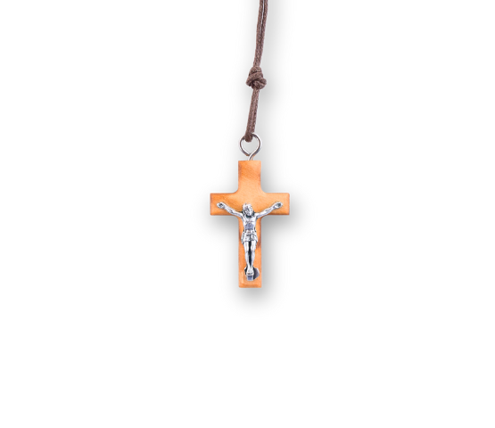 COLGANTE CRUZ MADERA CRISTO METAL